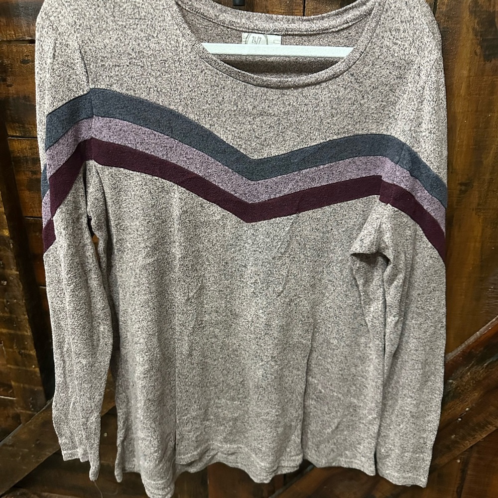 Maurices Heathered Sweatshirt with Chevron Stripes